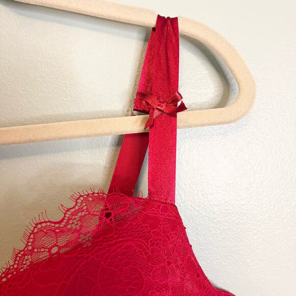 Cacique Women's Red Lace Lingerie Full Coverage Push-Up Bra Size 46DD - Picture 11 of 13